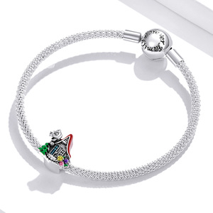 925 Sterling Silver Fiaba Casa In Rilievo Rosso <span class=keywords><strong>Mr.</strong></span> Lupo Fiaba Accessori FAI DA TE Perline SCC1889 - Product Image 2