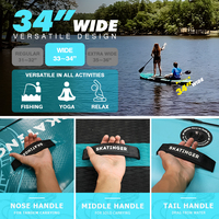 Planche de paddle gonflable Skatinger Blue 11'x34"x6" pour la pêche, le yoga, les voyages et les loisirs