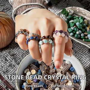Newest Bohemian Quartz Gemstone Bead Rings Faceted Coin Ring Wedding Fashion <b>Gift</b> for Women Jewelry - Product Image 2