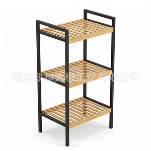 Three Layer Bamboo Bathroom <b>Shelf</b> 60X70cm Freestanding Storage Rack For Home Living Room <b>Bedroom</b> Balcony - Product Image 1