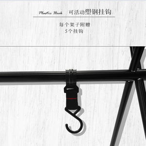 Étagère de rangement pour le camping en plein air Explorer, en alliage d'aluminium, réglable avec 5 crochets, séchoir à linge pliable portable - Product Image 1