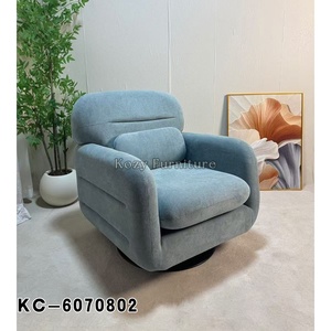 <span class=keywords><strong>Fauteuil</strong></span> individuel moderne en velours, pivotant, avec accoudoirs incurvés, base ronde noire, pour salon et détente - Product Image 5