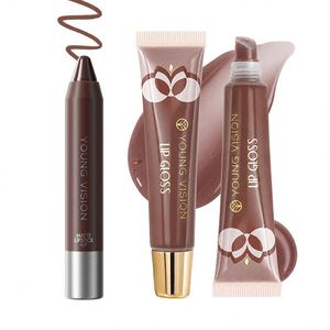 Maquillage des lèvres Marque Privée Anti-rides Ensemble Combo 2 pièces Rouge à Lèvres Mat Chocolat Crayon à Lèvres Huile à Lèvres Maquillage des Lèvres Dégradé Superposable - Product Image 1