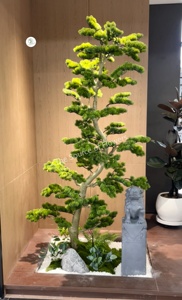Hecho a mano 100% personalizado interior Artificial <span class=keywords><strong>rojo</strong></span> verde ciprés Pino certificado plástico bonsái árbol para cumpleaños árbol verde - Product Image 2