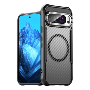 For Pixel 9 Pro Case, Trends Carbon <strong>Fiber</strong> Texture Magnetic Wireless Charging Shockproof Phone Cover for <strong>Google</strong> Pixel 8A 9 Pro XL - Product Image 1