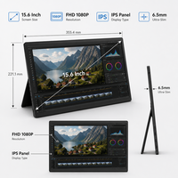 Monitor Portátil de 15.6 Pulgadas FHD IPS, Pantalla Externa Secundaria con Soporte, Ultra Delgado, para Laptop, Juegos, Oficina, Viajes