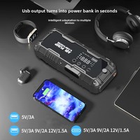BRIEYES Démarreur de Voiture Portable 12V avec Compresseur d'Air 1600A, Booster de Batterie, Gonfleur de Pneus, Batterie Externe pour Moteurs Essence et Diesel Q29B