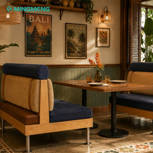 Modern Two-Tone Fabric Booth Seating Solid Oak Frame <b>Restaurant</b> Sofa Commercial Cafe Furniture - Product Image 3