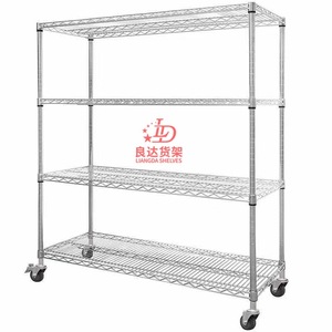 Factory Wholesale Modern Rectangle <strong>Wire</strong> Shelving 4 Tiers 150kg Capacity 4 Layers Carbon Steel Storage <strong>Rack</strong> Zinc Chrome <strong>Rack</strong> - Product Image 1