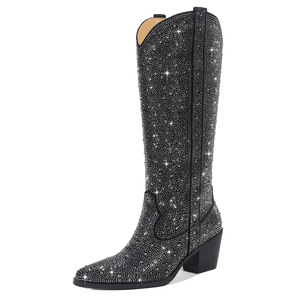 Scarpe da <span class=keywords><strong>donna</strong></span> di alta qualità rosa con tacco alto da Cowboy stivali da <span class=keywords><strong>donna</strong></span> - Product Image 4
