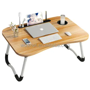 工厂批发新风格创新设计木质USB接口小型笔记本电脑桌办公桌小型空间实心折叠桌