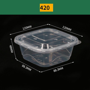 Contenedor cuadrado desechable de plástico seguro para microondas, contenedores de preparación de comidas, contenedores de plástico para alimentos con tapas para llevar - Product Image 3