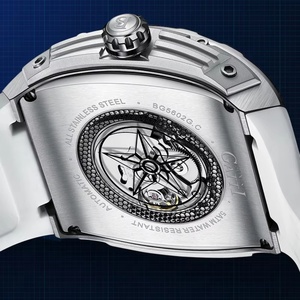 BG5602 Men Automatic <b>Watch</b> Luxury Tonneau Case <b>Mechanical</b> Wristwatch Rubber Strap Stainless Steel <b>Watches</b> - Product Image 4