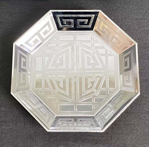 Double placage multicolore <span class=keywords><strong>Plat</strong></span> octogonal unique vieilli Plateau de fruits imprimé en relief Assiette de présentation décorative pour mariage - Product Image 5