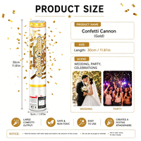 Canon à confettis doré portable personnalisable de 30 cm pour mariage, remise de diplôme et célébrations saisonnières