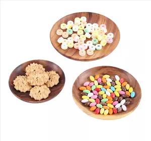 Nordic Solid Wood Meal Plates Food Fruit Plates Service Charging Boards Circular Acacia Wooden Plates Kitchen Supplies