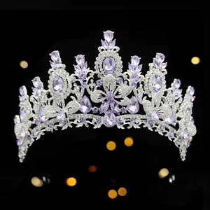 批发皇冠和生水晶皇冠选美大水钻头饰和皇冠为女孩手工制作