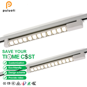 Lampu Track Magnetik <span class=keywords><strong>LED</strong></span> CCT 533mm*33mm 20W, Lampu Grille Putih/Hitam COB Plafon 90 °   Aluminium yang Dapat Diputar untuk Rel Trek Indoor - Product Image 1