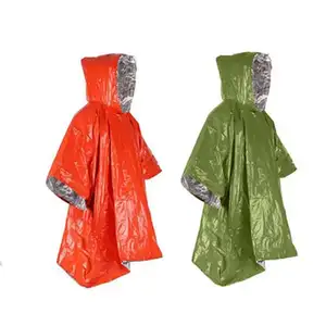 Chubasquero DE EMERGENCIA reutilizable, impermeable, térmico, reflectante, para supervivencia, Poncho de lluvia