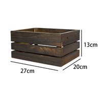 Caisse en bois vintage couleur brûlée, boîte d'emballage en bois massif, design personnalisé, boîte de rangement en bois carbonisé pour décoration