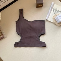 Débardeur Femme Épaule Unique Taille Haute Style Doux et Tendance pour Jeunes Filles