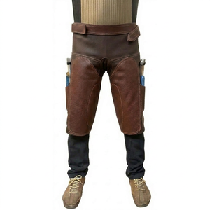 Fazmax F65 Chaps Western Professionnels en Cuir Véritable avec Poches, Protection des Sabots, Fermeture à Boucle, Taille Haute - Product Image 1