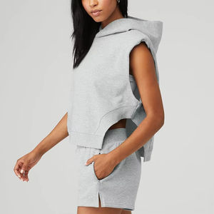 Manufacturer Women Streetwear Cropped Tops Sleeveless Hoodies <b>Gym</b> <b>Hoodie</b> - Product Image 2