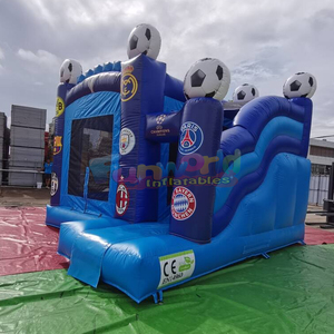 Outdoor commercial bounce <b>house</b> combo jumpers castle soccer themed <b>inflatable</b> bouncer with slide - Product Image 2