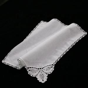 D002 السيدات المطرزة المطرزة الهانكيز النساء الزفاف هدية عيد الميلاد 12 "x 12" وشاح مربع أبيض القطن الدانتيل المناديل - Product Image 3