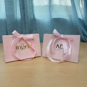 Custom Light Pink <b>Paper</b> Shopping Bags - 667C Pantone Pink with Silver Foil Stamping Logo for Cosmetics Jewelry Packaging - Product Image 2