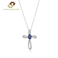 Collar con Colgante Minimalista de Plata de Ley 925 con Zafiro Blanco Corte Esmeralda y Diamante Transparente Brillante para Mujer