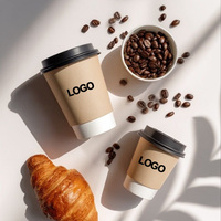Gobelet à café en papier à double paroi jetable avec impression de logo personnalisée, gobelet à thé en papier à simple paroi avec couvercle pour boissons chaudes et froides