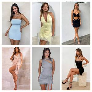 Vestido Midi de Lujo Discreto para Mujer, Color Liso Minimalista, Polialgodón, Verano, Excedente de Boutique, Surtido Mixto - Product Image 4