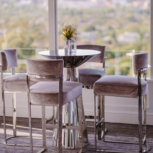 Mesa de cóctel de metal con tapa redonda de acero inoxidable, diseño caliente, barra alta, 1 pieza, silla de Hotel moderna, muebles de Hotel, mesa de comedor dorada - Product Image 1