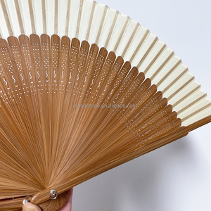 مراوح صينية من القماش قابلة للطي عالية الجودة بمقبض من الخيزران ، مراوح يد قابلة للطي للتزيين لهدايا الزفاف - Product Image 4