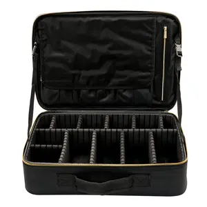 Kotak riasan kapasitas besar, 3 lapis tas kuas Organizer kosmetik 16.5 ''casing kereta Makeup kotak seniman untuk pengeriting rambut