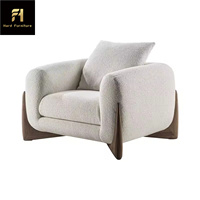 Nordic Style Creme Stoff Wohnzimmer möbel Massivholz Sofa mit Stoff Kunst Teddy Wolle Kreis Boucle Kaschmir für Villen