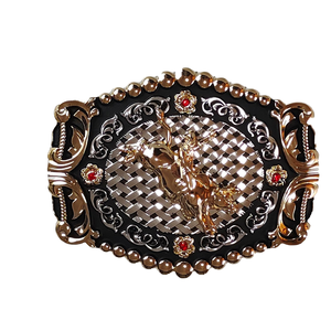 Artisan Owl Cowboy Longhorn Bull <b>Belt</b> <b>Buckle</b> Box Frame Press Zinc Alloy Western Rider Rodeo Style - Product Image 1
