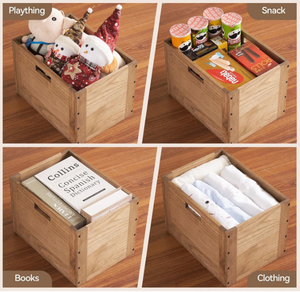 Bacs <span class=keywords><strong>de</strong></span> <span class=keywords><strong>rangement</strong></span> en <span class=keywords><strong>bois</strong></span> empilables personnalisables en usine pour organiser la maison, les livres et les vêtements - Product Image 2