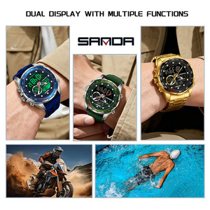 SANDA 6281 นาฬิกาข้อมือดิจิตอลแฟชั่นสำหรับผู้ชายมัลติฟังก์ชั่น Split‑Time Chronograph นาฬิกาปลุกอิเล็กทรอนิกส์พร้อมสายนาฬิกาหลายแบบ - Product Image 6