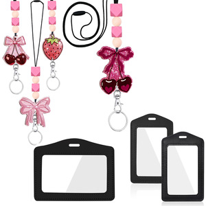Porte-cartes en cuir transparent double face (horizontal et vertical), avec cordon en silicone et boucle. Un excellent - Product Image 1