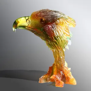 Statue d'aigle en cristal de couleur personnalisée, décoration de maison, Collection d'art, sculpture d'animaux, fournitures artisanales