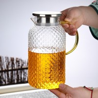 Lot de tasses à eau grande capacité en verre borosilicate haute résistance avec texture martelée, théière résistante à la chaleur pour eau froide – Vente en gros fabricant