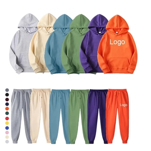 Custom Embroidered Printing Logo Oversized Fit Autumn <b>Men's</b> Sport Wear Unisex Sweatpants Hoodie and Sweatshirt Jogger Set - Product Image 2