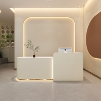 Comptoir de caisse, réception, mobilier commercial moderne en MDF avec éclairage LED pour magasin de vêtements, salon de beauté, hôtel, salle de sport, école