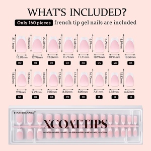 XCOATTIPS Uñas Postizas Reutilizables al por Mayor, Cortas, Estilo Ataúd/Bailarina, Cobertura Completa, Punta Francesa, Gel Suave, Uñas a Presión con Punta X-Coat - Product Image 6