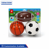 Ensemble de ballons de sport gonflables JH Mini 3-en-1 en PVC (football, basketball et rugby) pour enfants et tout-petits, idéal pour les jeux en extérieur et les cours de jardin - Vente en gros