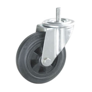 High Quality <b>Heavy</b> <b>Duty</b> Rubber Industrial <b>Caster</b> <b>Wheels</b> with PP Core Swivel Brake Option Plain Bearing and Thread Guards - Product Image 4