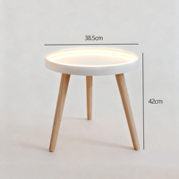 Table basse détachable en bois avec éclairage LED pour salon, chambre à coucher, balcon, petite table à thé