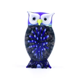 New Arrival Handmade Murano Lampwork Glass Flower Owl Ornament